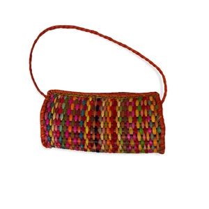 Multi-Color Hand Died Straw Mini Shoulder Bag